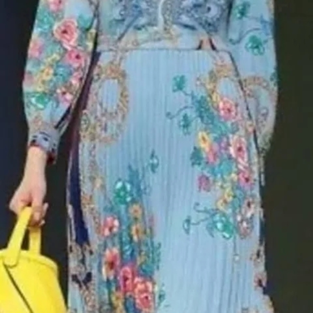 Dalia Macphee Floral Long Sleeve Dress - Blue - Picture 2 of 16